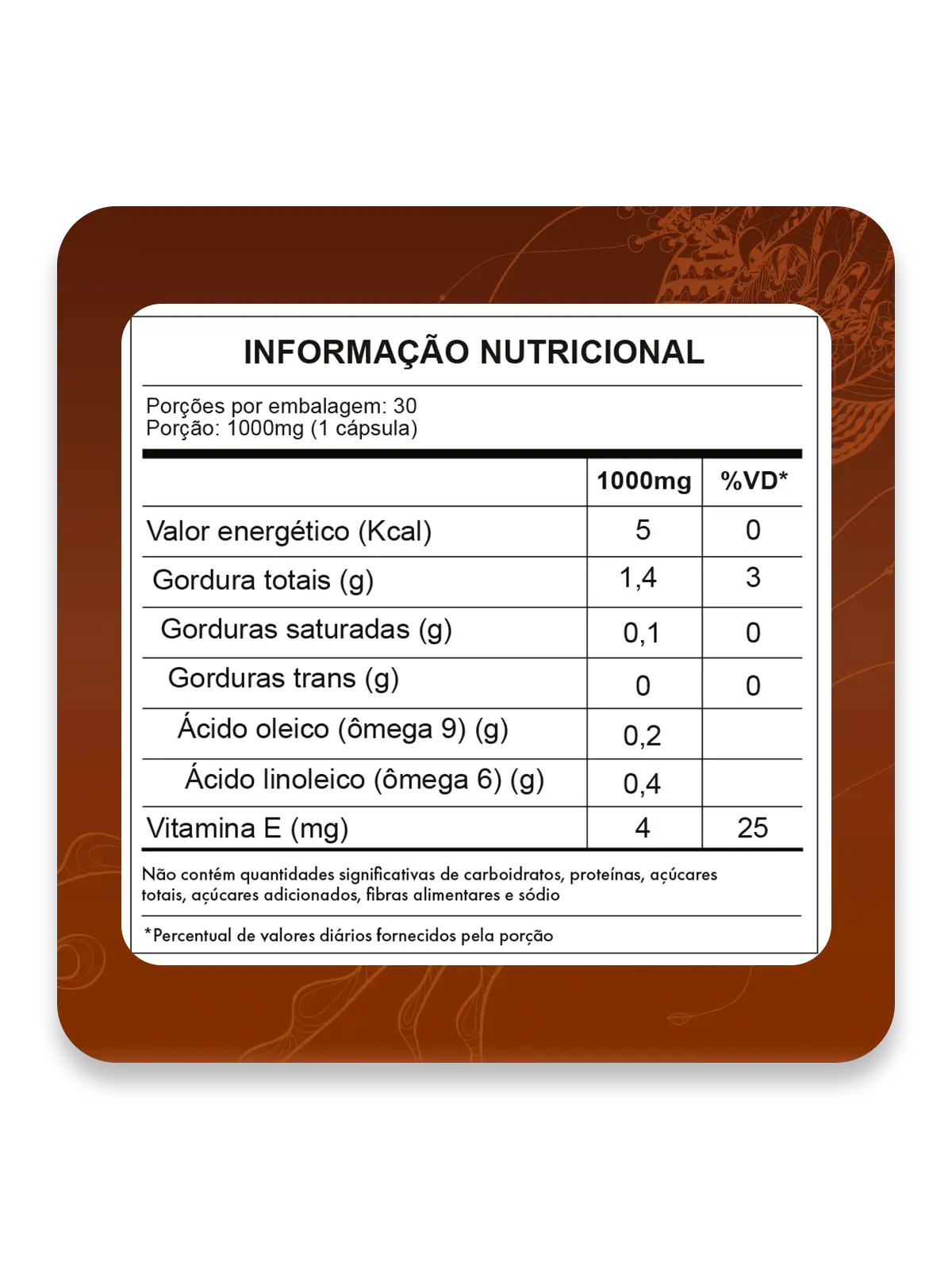 Tabela nutricional de Vitamina Para Fortalecimento dos Cabelos OSA - 30 Cápsulas