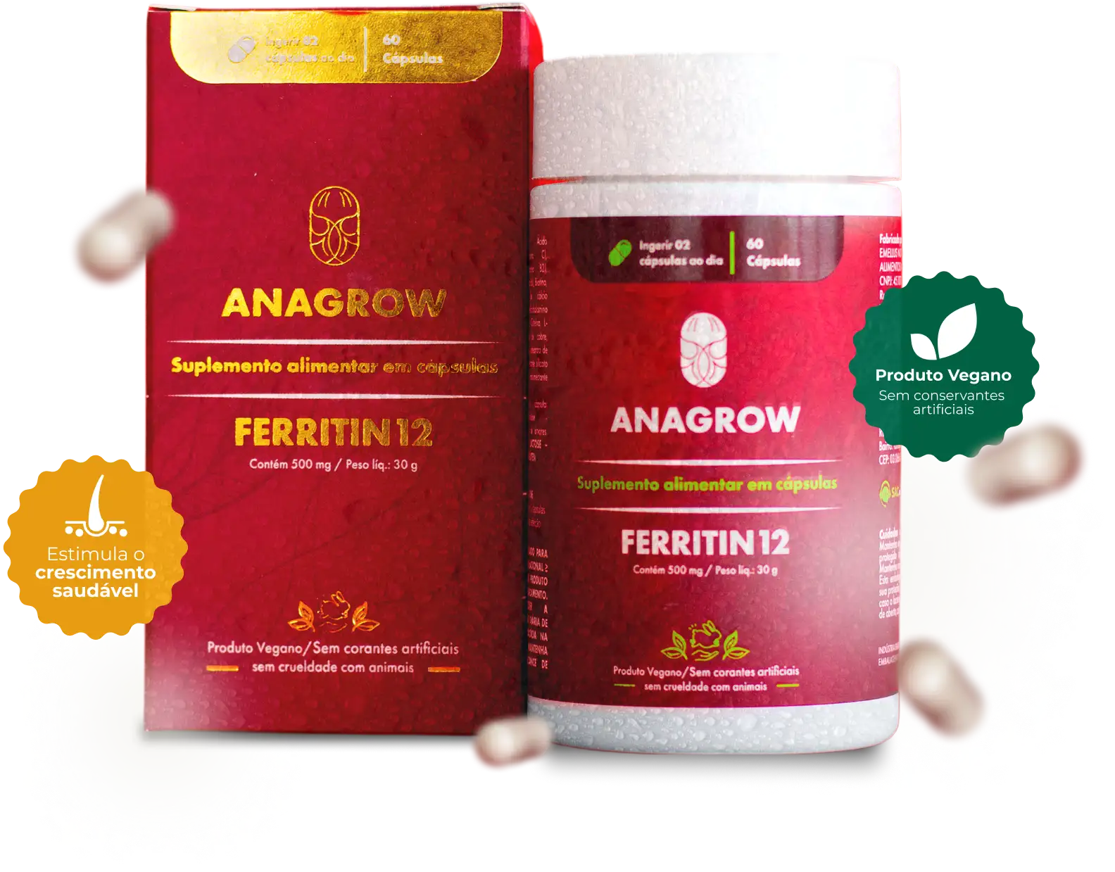 Vitamina de Combate à Queda de Cabelo Ferritin12 - 60 Cápsulas