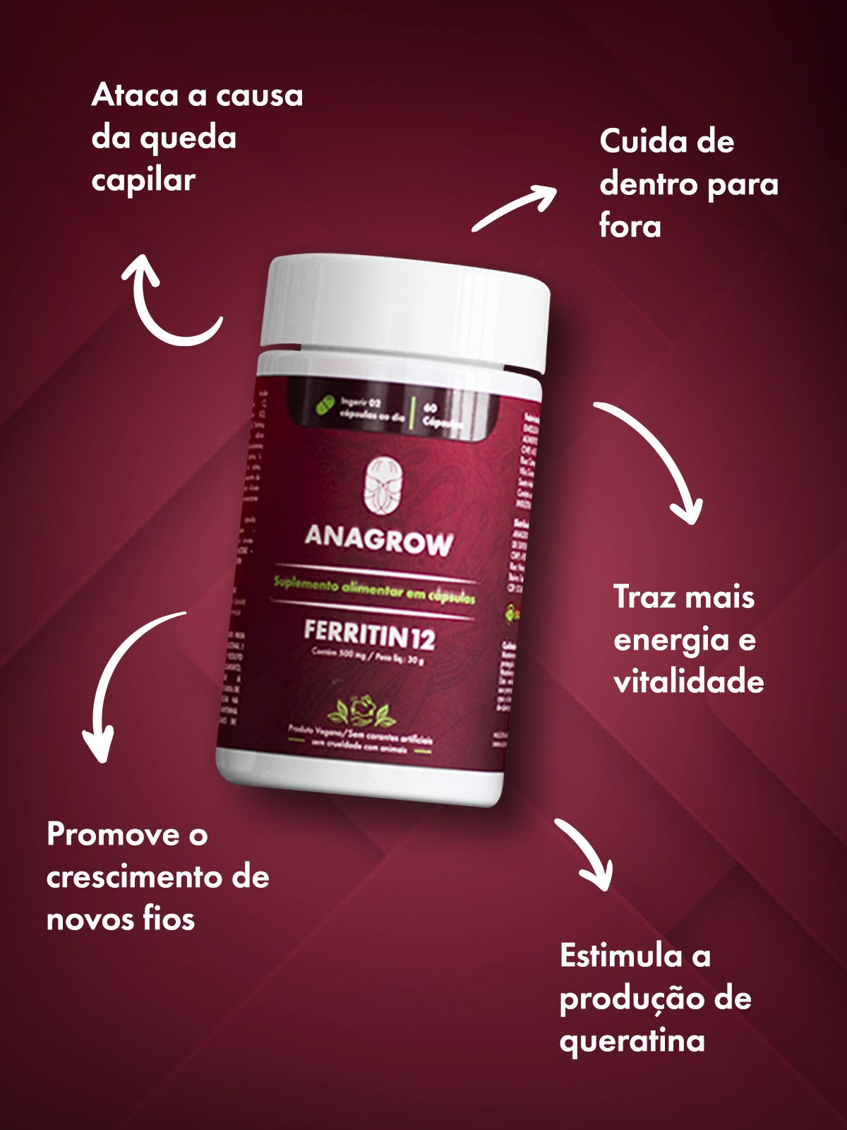 Ferritin 12 - Melhor Solução Contra a Queda de Cabelo – Anagrow Suplementos